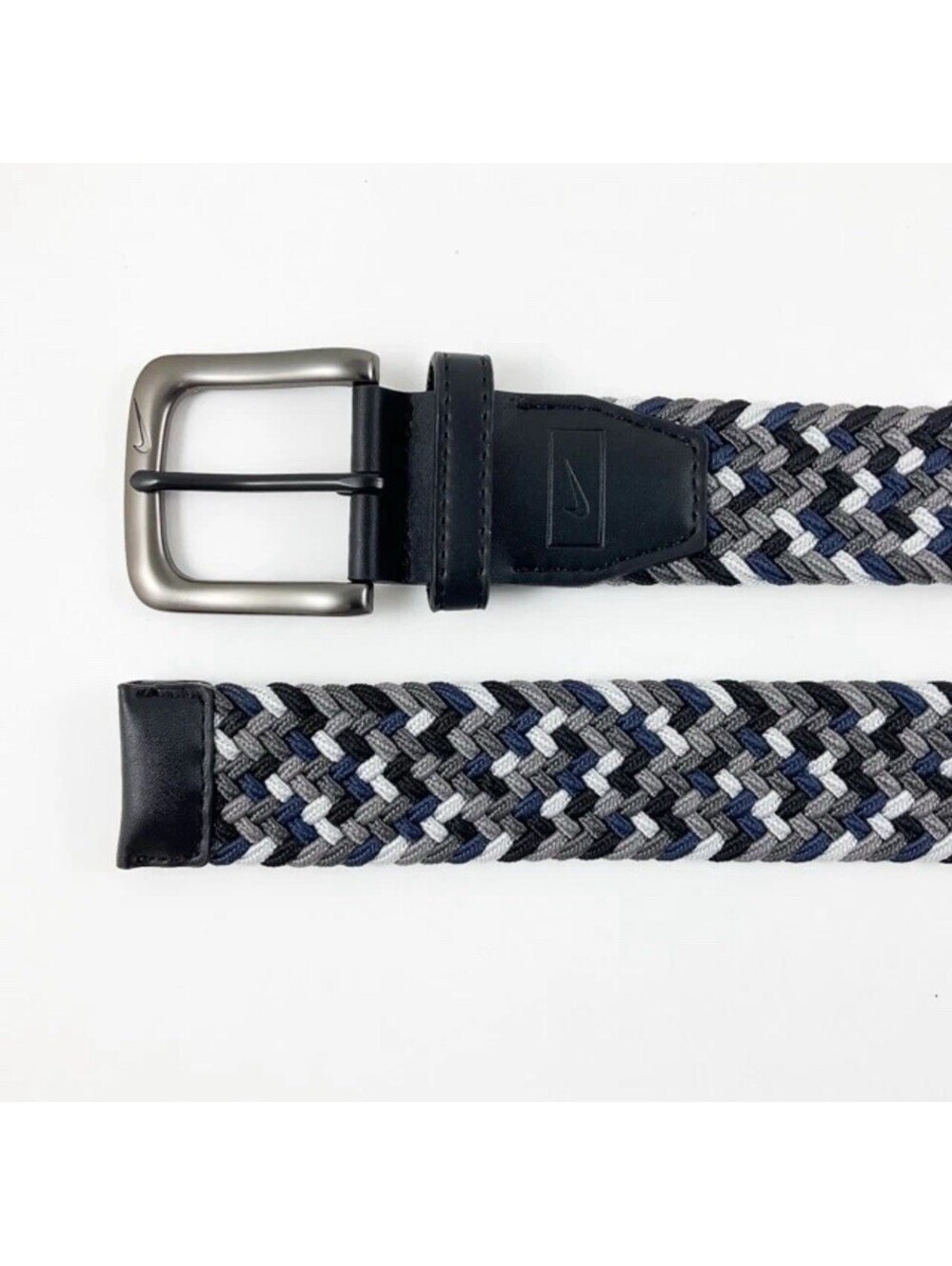 NIKE G-Flex Belt Woven Golf Stretch Men's Large Navy Blue/Charcoal Gray New